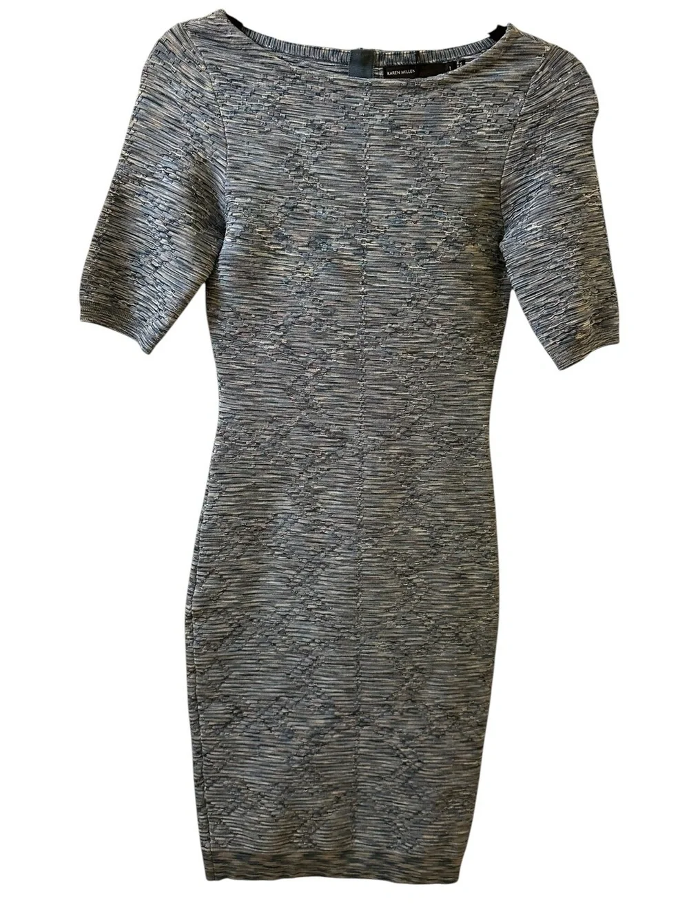 Karen Millen Heathered Gray/blue Bodycon knitted Dress size 1